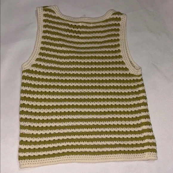 NWT Blu Pepper Open Crochet Stitch Stripe Academia Knit Sweater Vest Tank - Picture 3 of 6